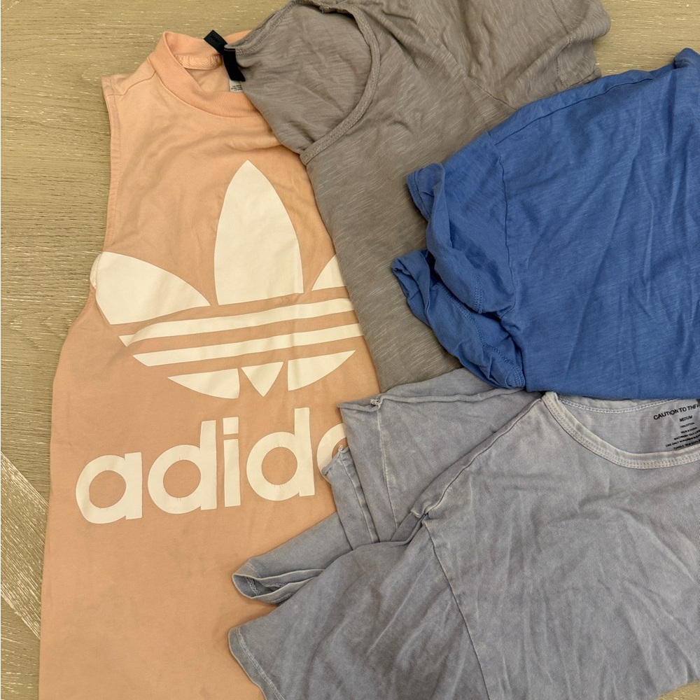 Variety Women's Tops in Peach, Gray, and Blue for projects or scraps or crafts